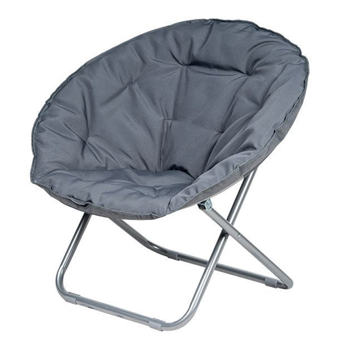 Trade Shop - Poltrona Sedia Relax Morbida Imbottita Moon Pieghevole Arredo Da Giardino 80x70x80cm - Grigio