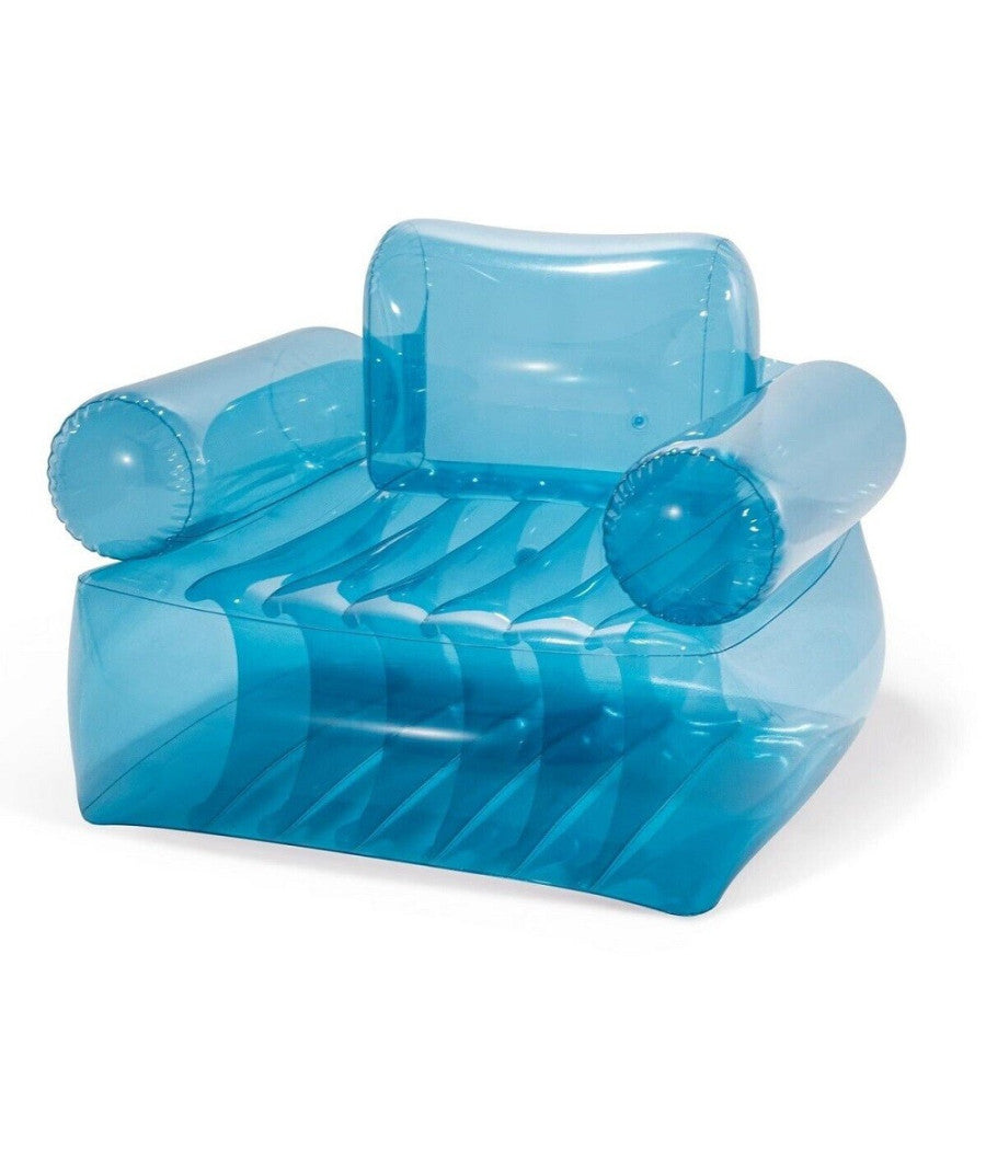 Poltrona Trasparente Blu Gonfiabile Con Schienale 109x109x79cm Uso Interno 66503         