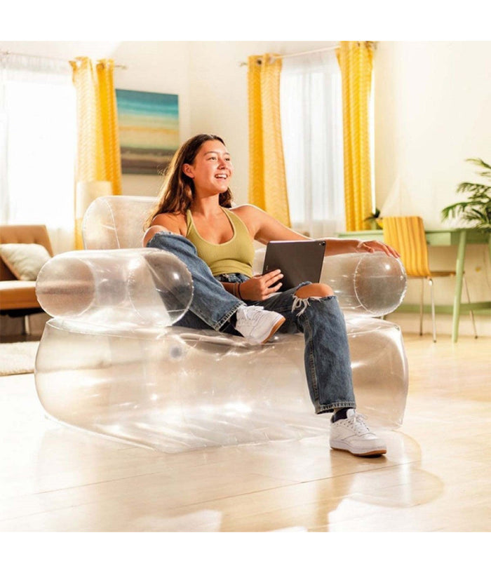 Poltrona Trasparente Pvc Gonfiabile Con Schienale 109x79x107cm Relax Casa 66502         