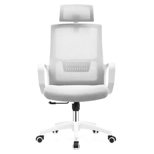 Poltrona ufficio Ica colore bianco poggiatesta regolabile e schienale traforato
