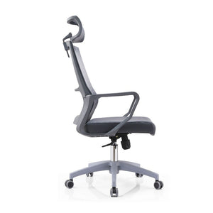 Poltrona ufficio Ica colore grigio poggiatesta regolabile e schienale traforato