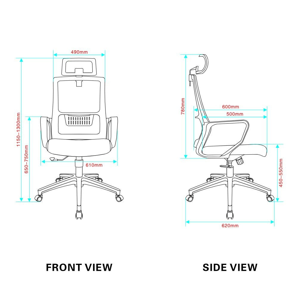 Poltrona ufficio Ica colore grigio poggiatesta regolabile e schienale traforato