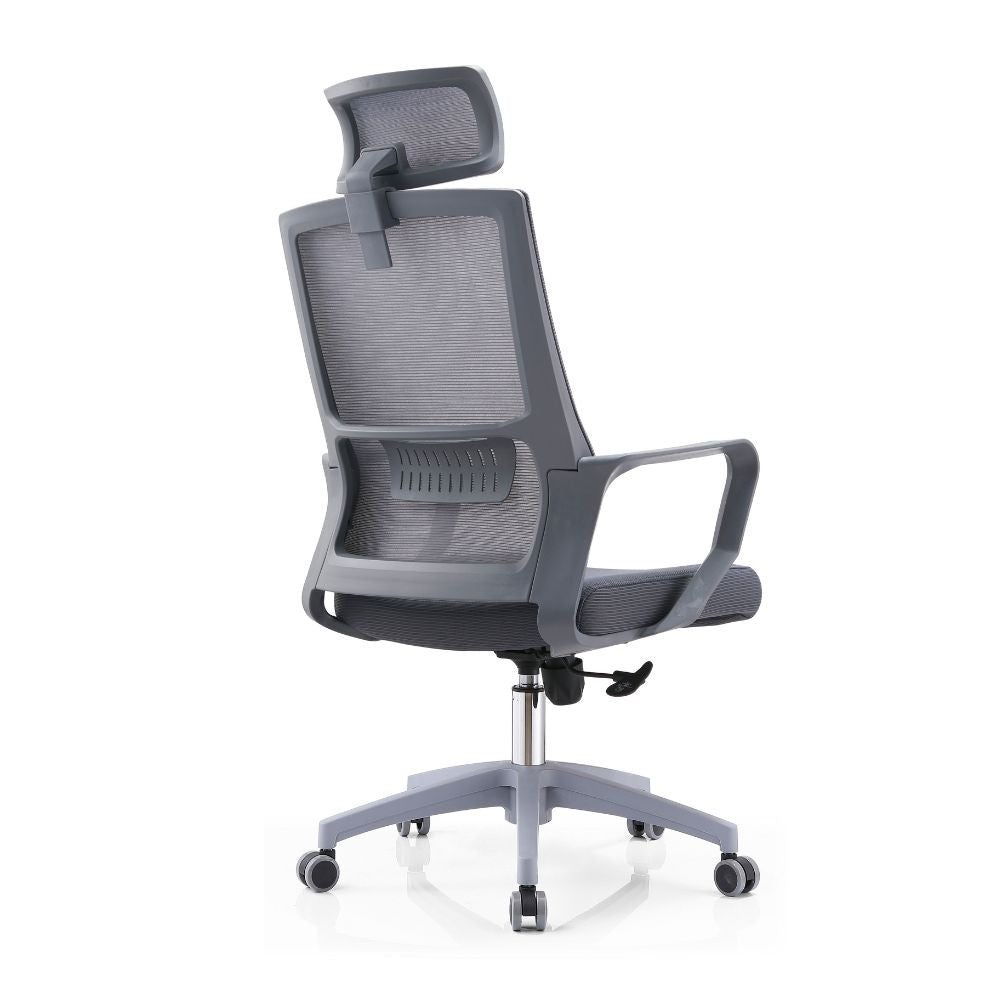 Poltrona ufficio Ica colore grigio poggiatesta regolabile e schienale traforato