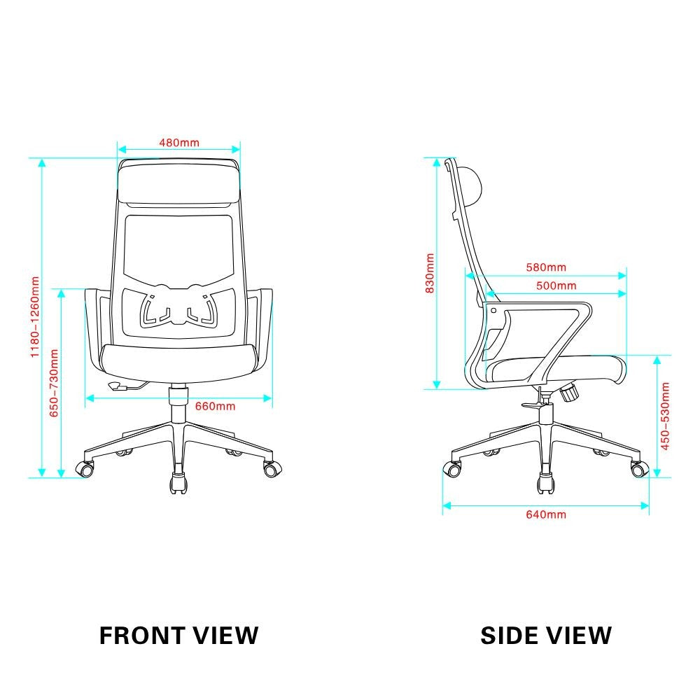 Poltrona ufficio Pasco colore nero schienale alto traforato