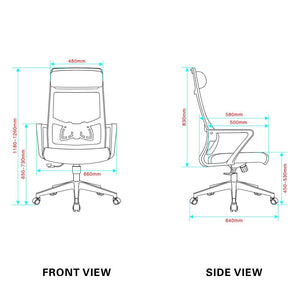 Poltrona ufficio Pasco colore nero schienale alto traforato