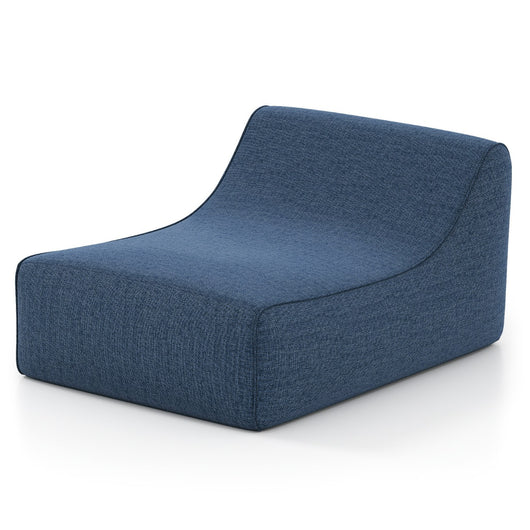 Divano pigro ergonomico con copertura rimovibile e base antiscivolo, Poltrona lounge gonfiabile a forma di L per soggiorno Blu-Divani da terra
