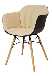 Set 4 sedie tessuto grigio esterno ecopelle nero