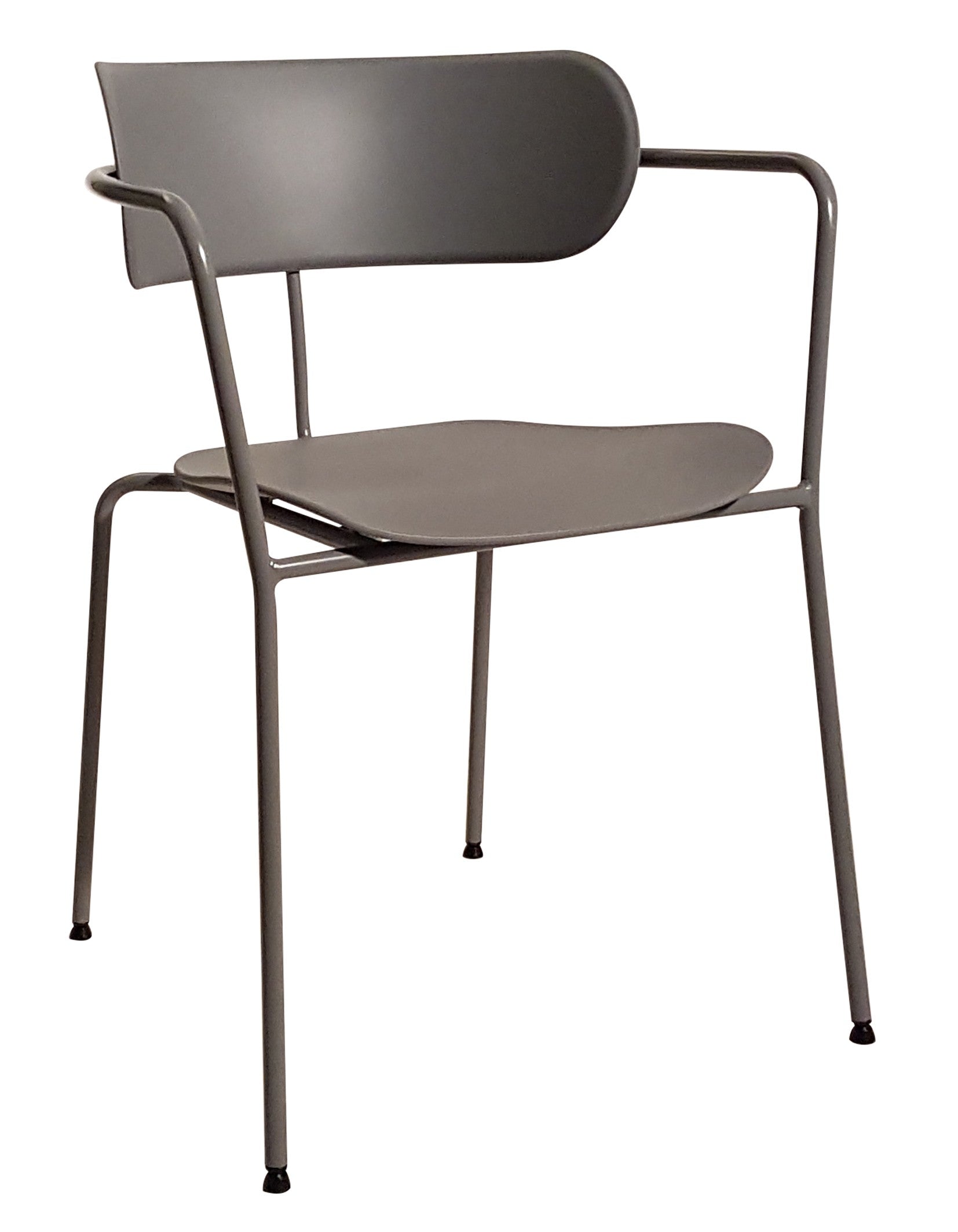 Set 4 poltrone in metallo grigio con fondino e schienale polipropilene grigio