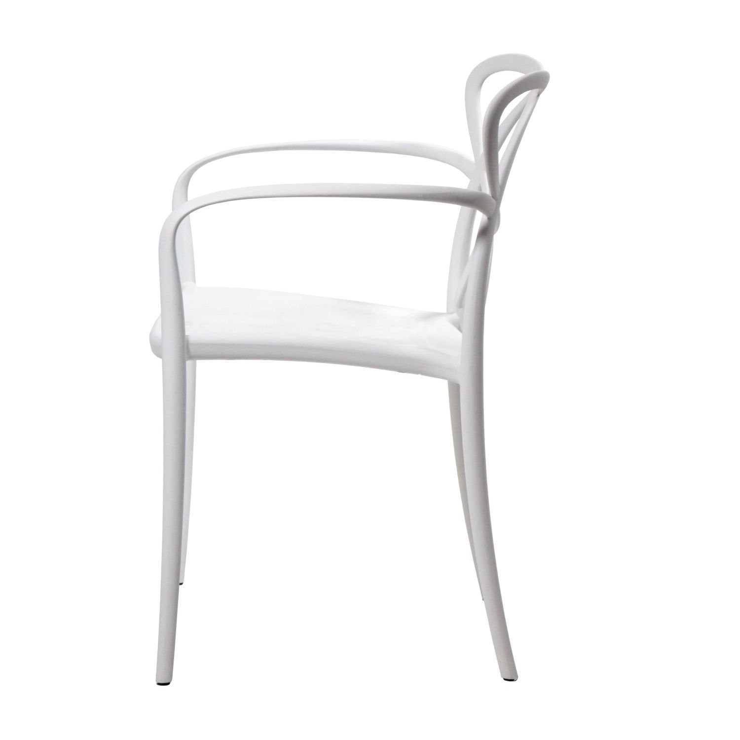 Set 04 sedie bianche con braccioli in polipropilene misura l55,5x56,5 h.82