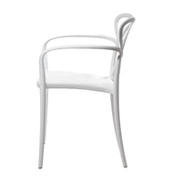 Set 04 sedie bianche con braccioli in polipropilene misura l55,5x56,5 h.82