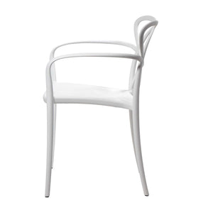 Set 04 sedie bianche con braccioli in polipropilene misura l55,5x56,5 h.82