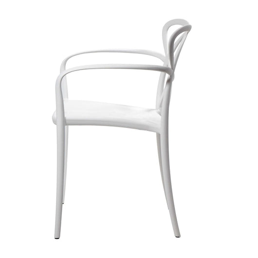 Set 04 sedie bianche con braccioli in polipropilene misura l55,5x56,5 h.82