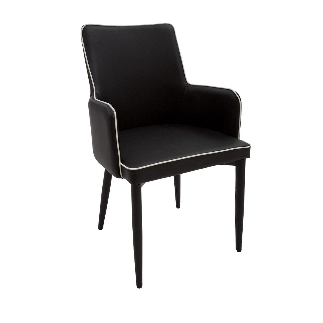 Set 2 poltrone in tessuto nero con bordo bianco misure l.55 h.89 p.54 hs.49