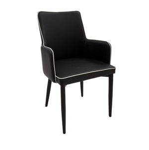 Set 2 poltrone in tessuto nero con bordo bianco misure l.55 h.89 p.54 hs.49