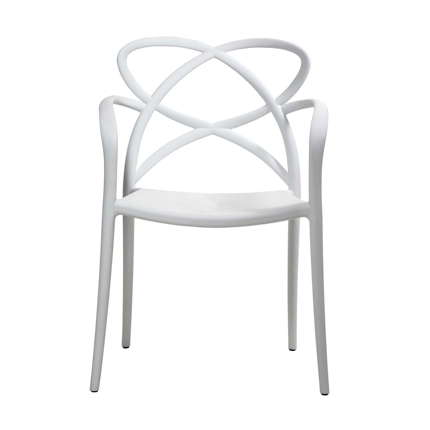 Set 04 sedie bianche con braccioli in polipropilene misura l55,5x56,5 h.82