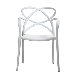 Set 04 sedie bianche con braccioli in polipropilene misura l55,5x56,5 h.82