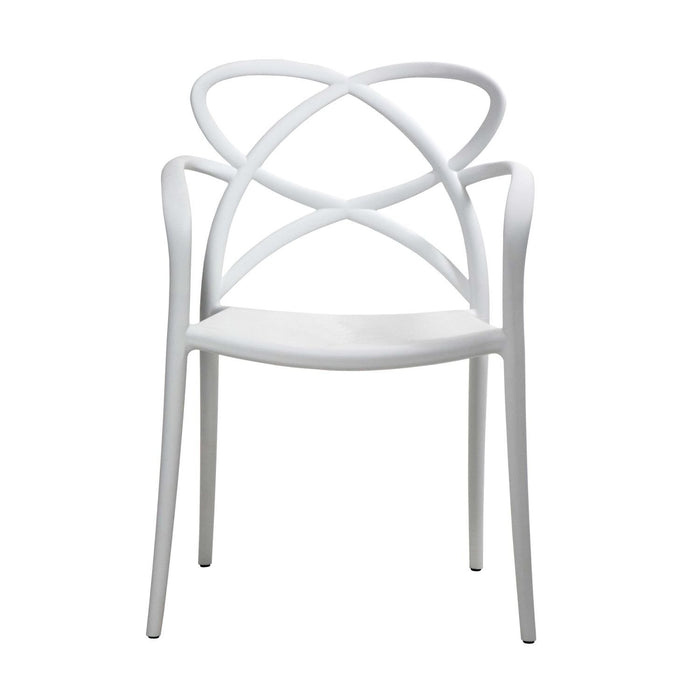 Set 04 sedie bianche con braccioli in polipropilene misura l55,5x56,5 h.82