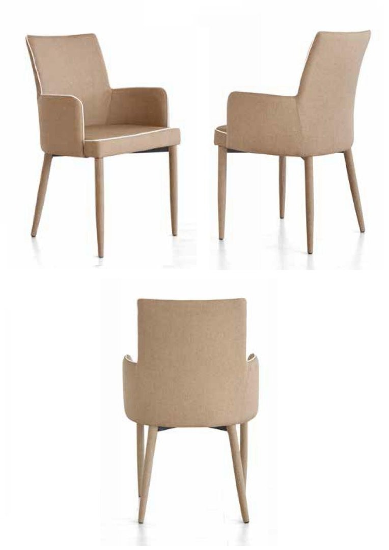 Set 4 poltrone in tessuto tortora con bordo bianco misure l.55 h.89 p.54 hs.49