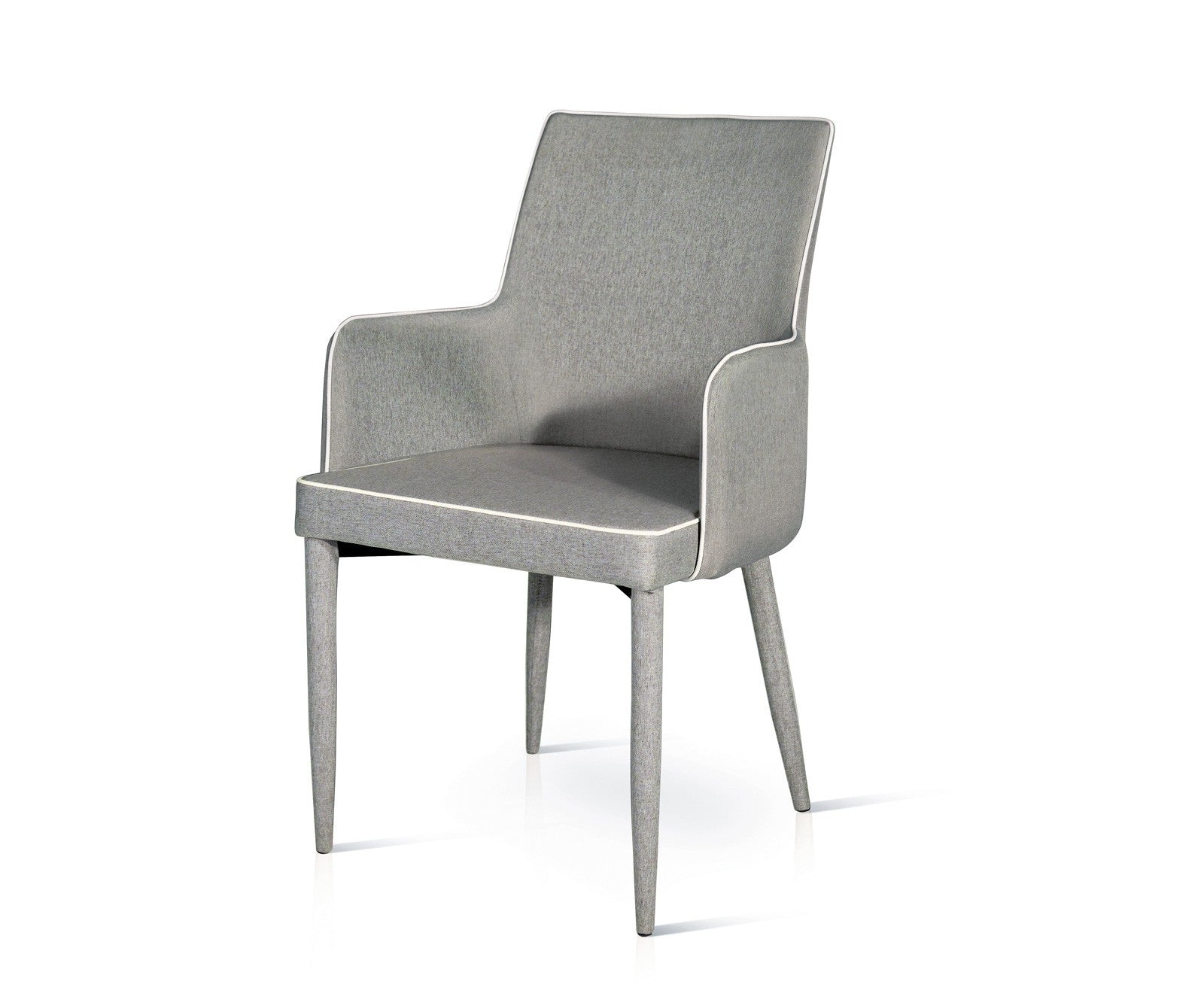 Set 2 sedie in tessuto grigio con bordo bianco misure l.55 h.89 p.54 hs.49