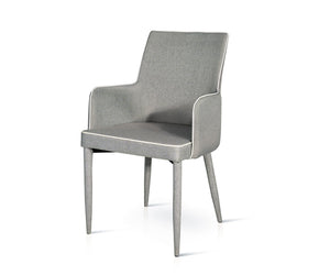 Set 2 sedie in tessuto grigio con bordo bianco misure l.55 h.89 p.54 hs.49