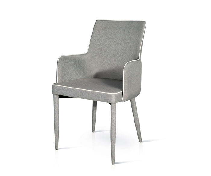 Set 2 sedie in tessuto grigio con bordo bianco misure l.55 h.89 p.54 hs.49