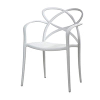 Set 04 sedie bianche con braccioli in polipropilene misura l55,5x56,5 h.82