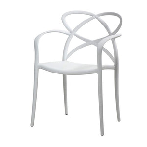 Set 04 sedie bianche con braccioli in polipropilene misura l55,5x56,5 h.82