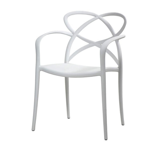 Set 04 sedie bianche con braccioli in polipropilene misura l55,5x56,5 h.82