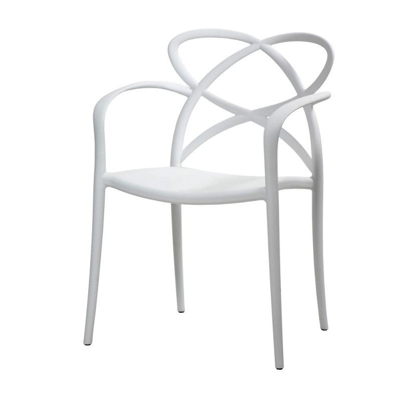 Set 04 sedie bianche con braccioli in polipropilene misura l55,5x56,5 h.82