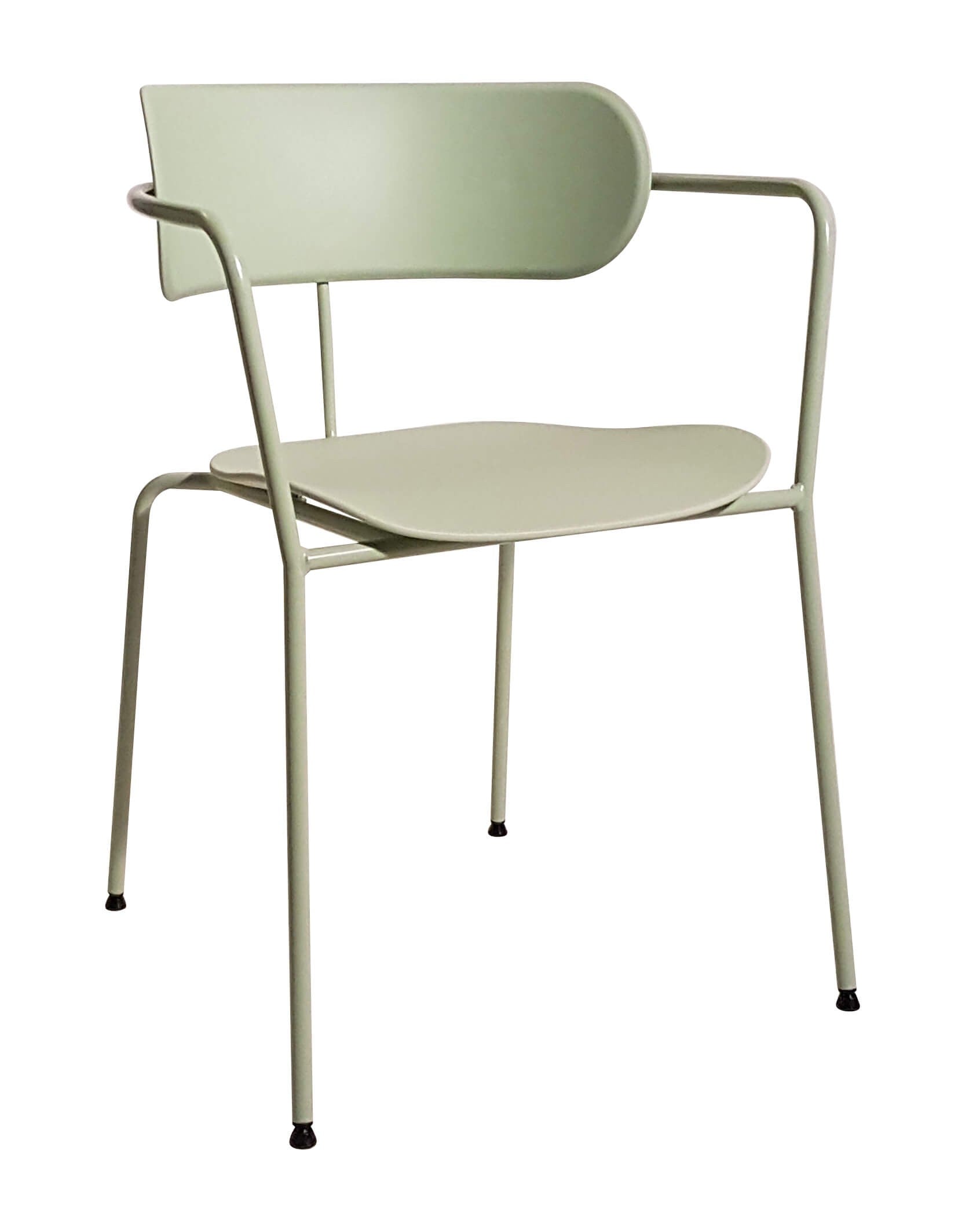 Set 4 poltrone in metallo verde con fondino e schienale polipropilene verde