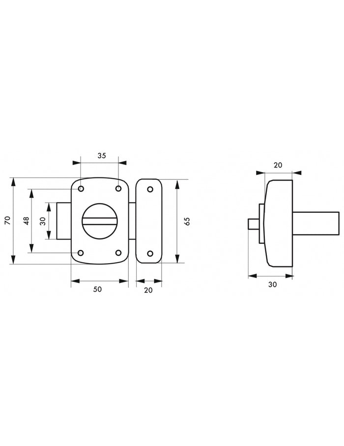 Chiavistello con pomolo Concorde per porta, 50mm, acciaio, cromo brillante - THIRARD