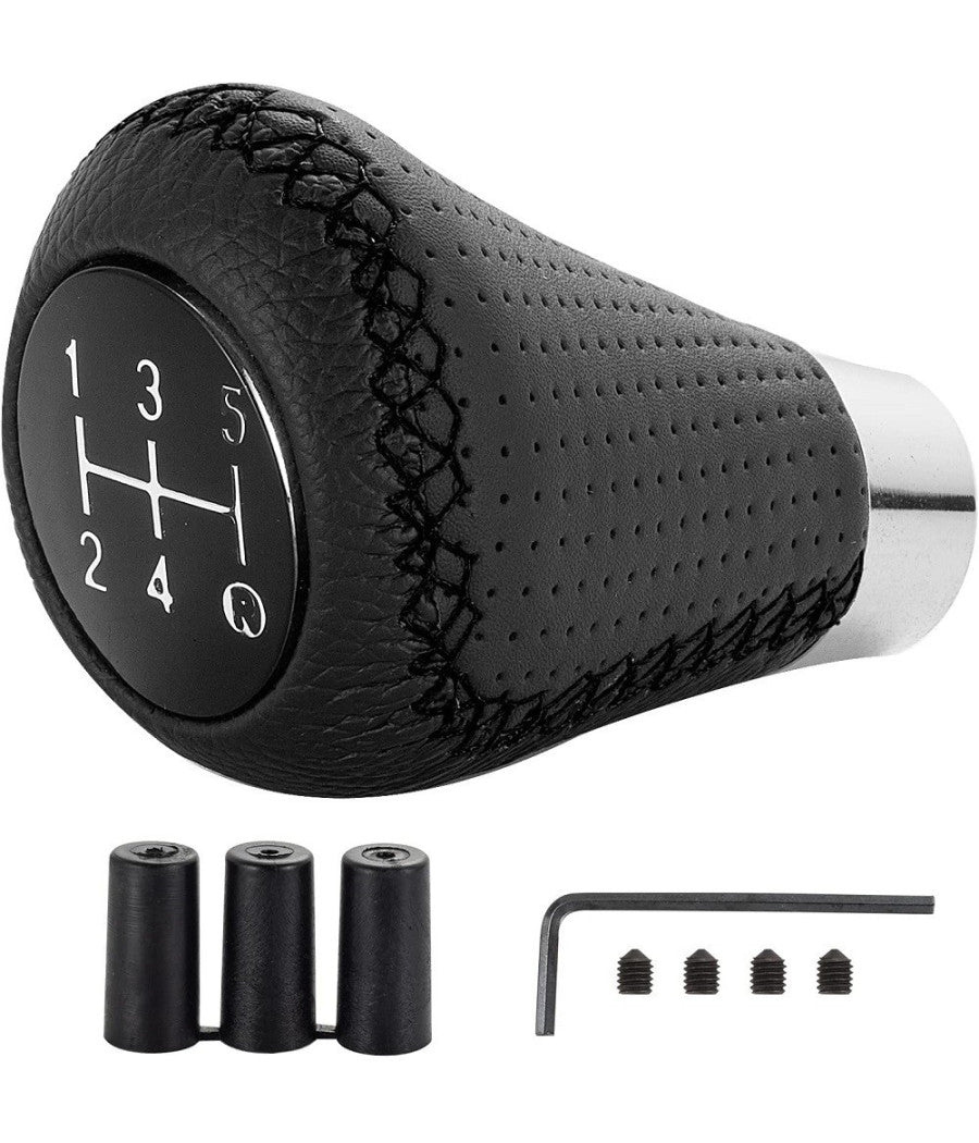 Pomello Leva Cambio Pelle Universale Per Auto 5 Marce Adattatori 8mm 10mm 12mm         