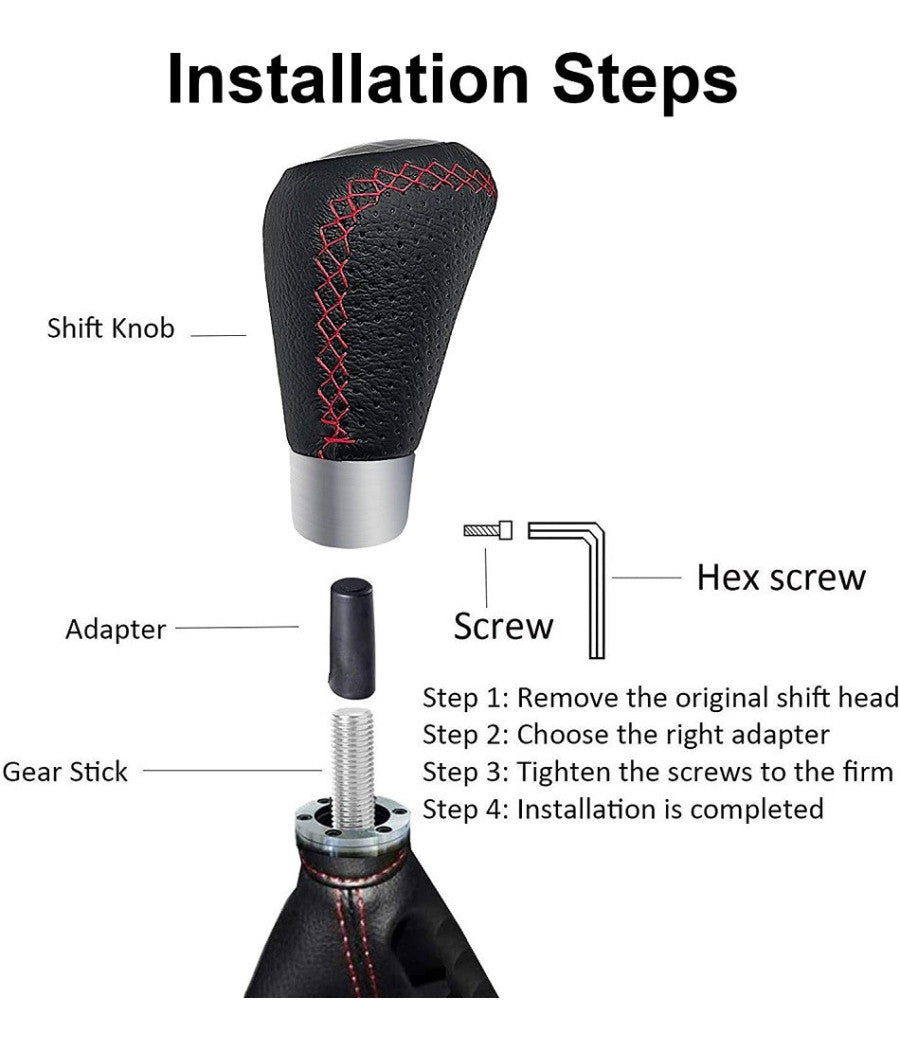 Pomello Leva Del Cambio Manuale Per Auto 3 Adattatori Universali Da 8 Mm A 10 Mm         