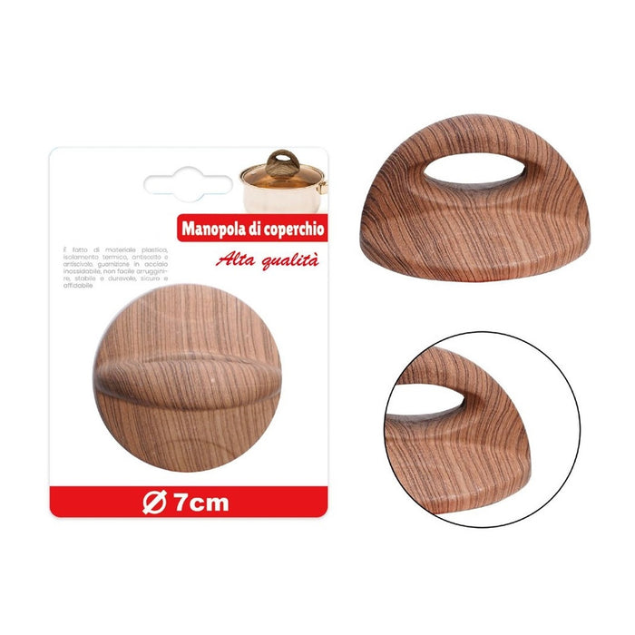 Trade Shop - Pomello Manopola Ricambio Per Coperchio Resistente Al Calore ø7cm Effetto Legno 607416 -