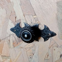 Pomolo per mobili su piastra stile ferro battuto verniciata fumè