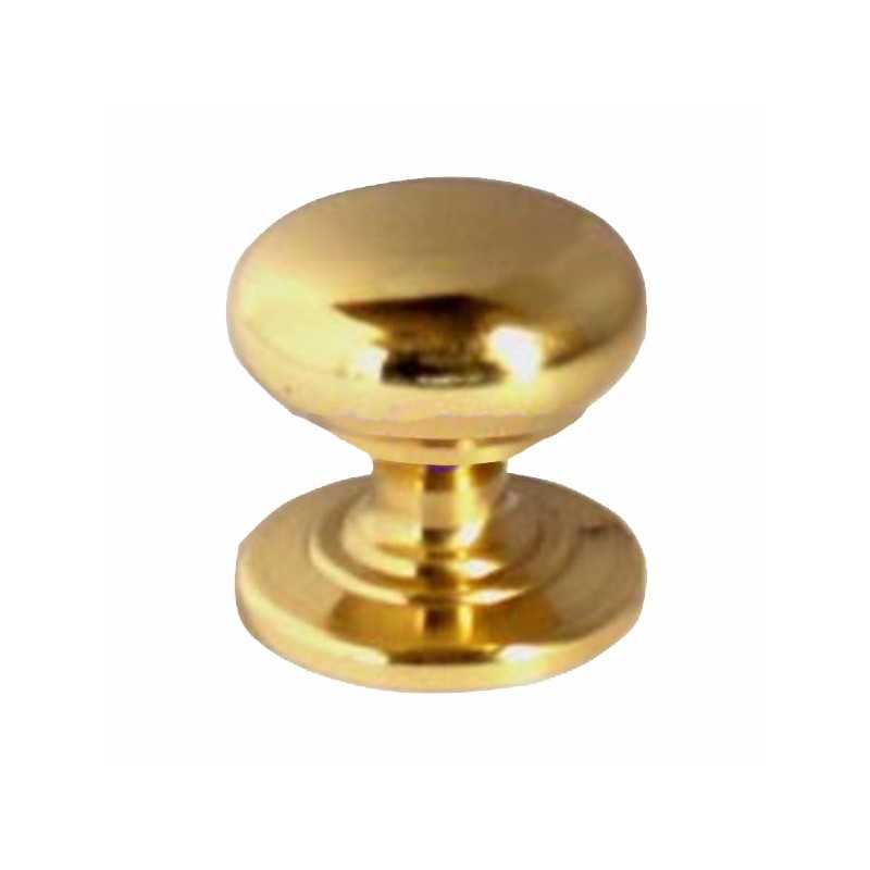 Pomolo Tondo Ghiera Ottone Lucido mm 25
