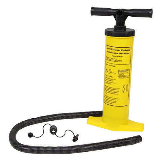Trade Shop - Pompa A Mano A Doppia Azione 51cm Gonfiatore Manuale Giallo Con Tubo 2 Adattatori 016972 -