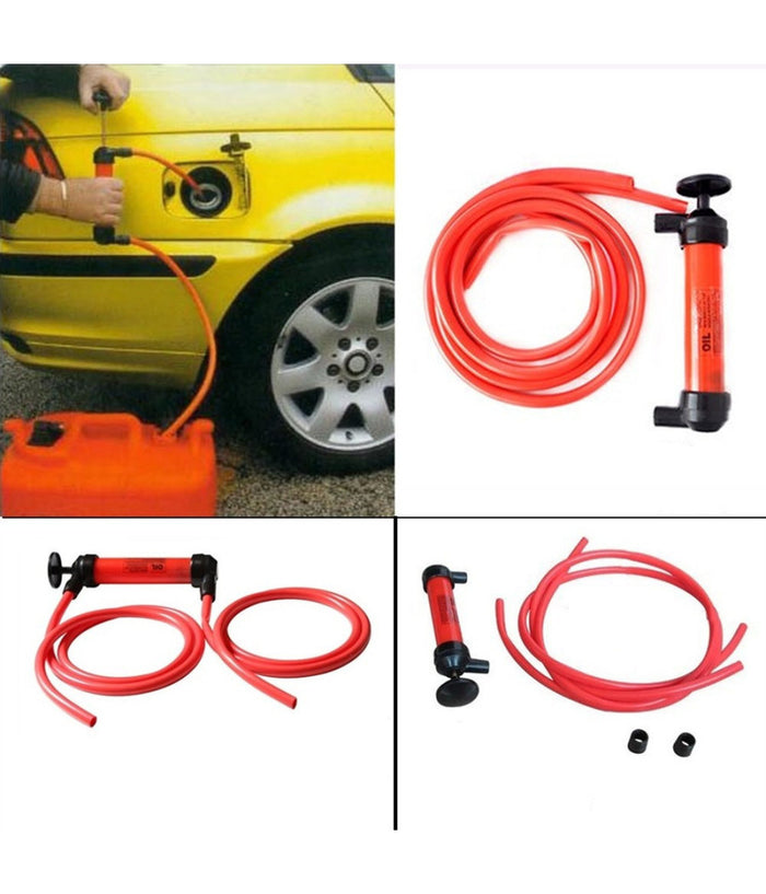 Pompa A Sifone Aspira Liquidi Con Tubi Flessibili Travaso Benzina Gasolio Olio         