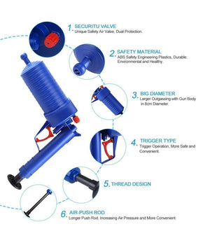 Pompa Ad Aria Alta Pressione Sifone Stura Lavandino Lavello Tubo Di Scarico Wc         