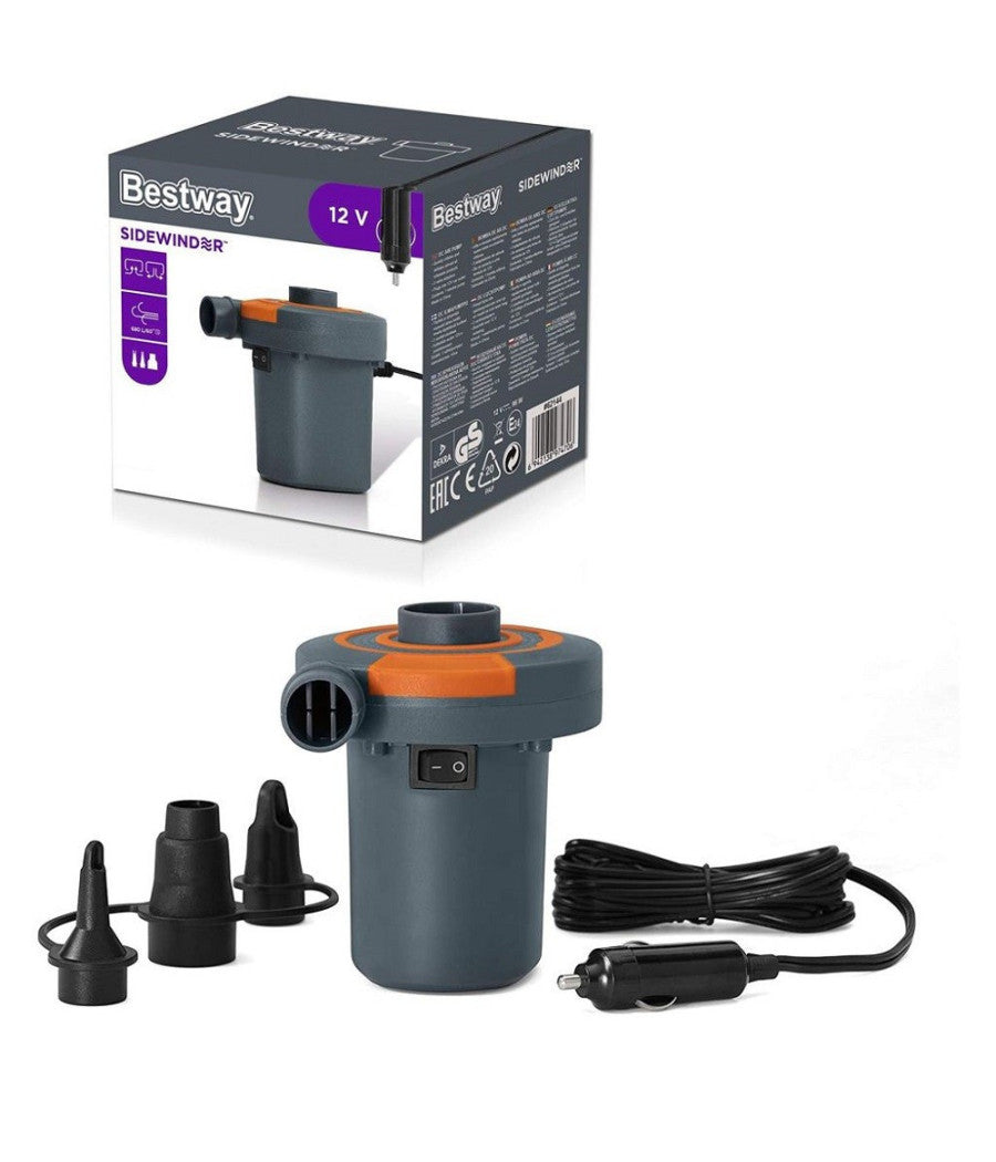 Pompa Di Gonfiaggio Elettrica 3 Adattatori Per Valvole Accendisigari 12v 62144         