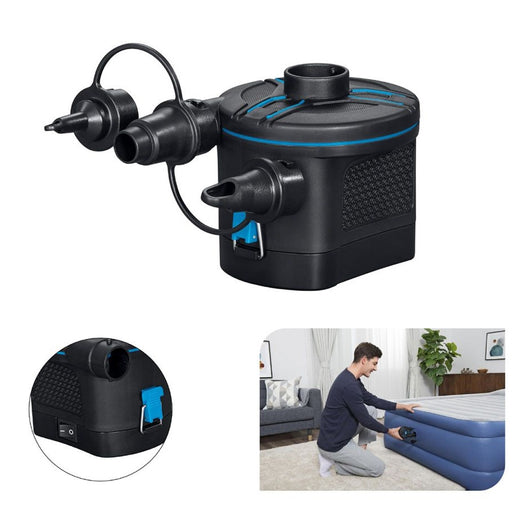 Trade Shop - Pompa Di Gonfiaggio Elettrica Powertouch A Batterie Con 3 Adattatori 12x11x10cm 62254 -