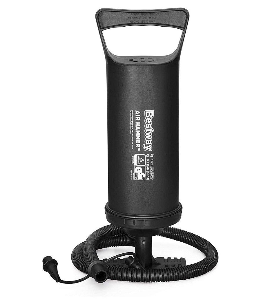 Pompa Di Gonfiaggio Manuale 36 Cm Volume 1.850 Cc 3 Adattatori Per Valvola 62003         