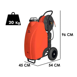 POMPA IRRORATRICE A BATTERIA 12V 8Ah CARRELLATA TROLLEY 45LT TUBO 50m AUSONIA 38017