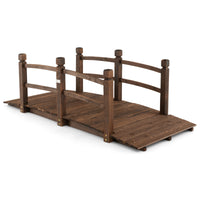 Ponte in legno da giardino 1,7m con ringhiere di sicurezza e portata 180kg, Ponte ad arco decorativo Marrone-Decorazioni da giardino