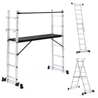 IDMarket - Ponteggio a scala multiuso in alluminio con piattaforma modulare su ruote, altezza 165 cm