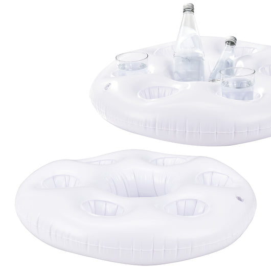 Set di 10 Portabevande Galleggiante per Piscina Supporto Gonfiabile per Drink Ø60 cm Bianco casa.pro