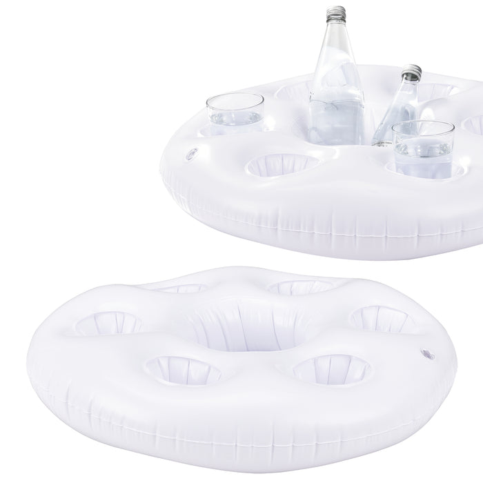 Set di 10 Portabevande Galleggiante per Piscina Supporto Gonfiabile per Drink Ø60 cm Bianco casa.pro
