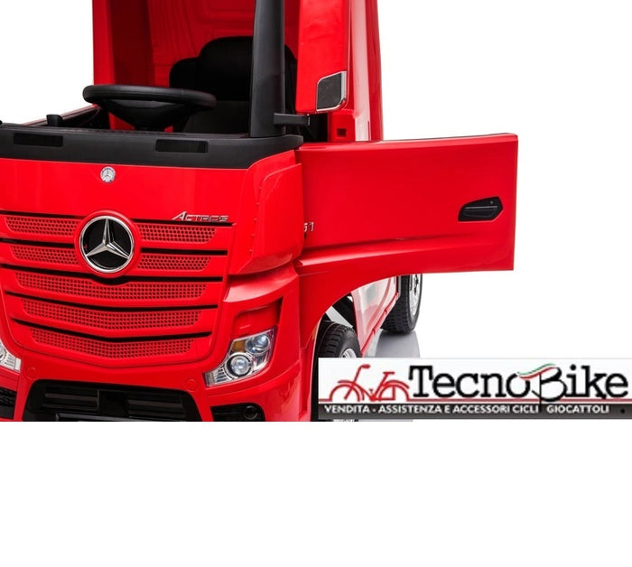 Camion Elettrico Per Bambini Truck MERCEDES ACTROS 12V Porte Apribili-Rosso
