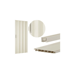 Porta a soffietto in PVC avorio H210 cm con maniglia e chiusura magnetica