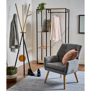 Porta Abiti Con 3 Ripiani Hamilton Metallo Nr/legno Trattato Naturale 90x40x166 8cm